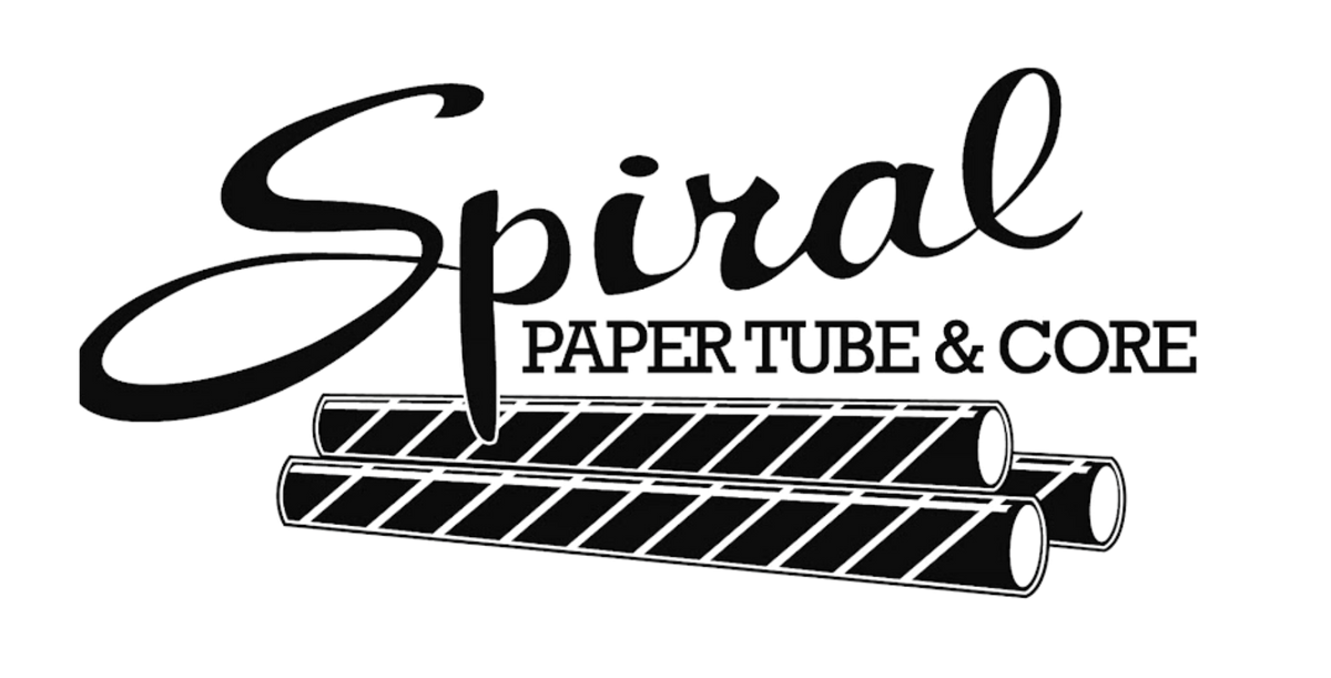 Logo of Spiral Paper Tube & Core with stylized text and paper tubes on a white background
