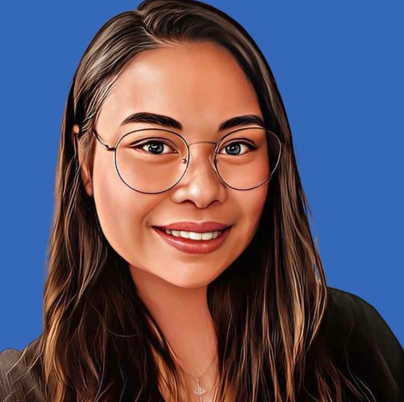 Illustration of a person with glasses on a blue background