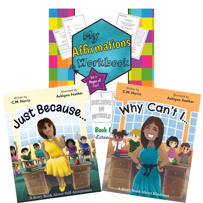 Collection of educational books and workbooks on a white background